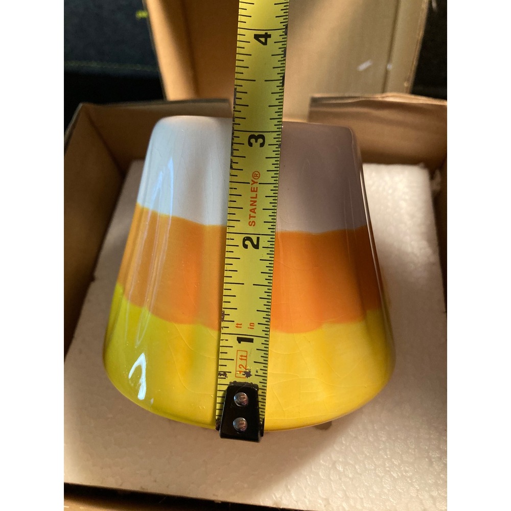 Celebrating Home Candy Corn Candle Topper Capper Stoneware Halloween - Picture 5 of 8